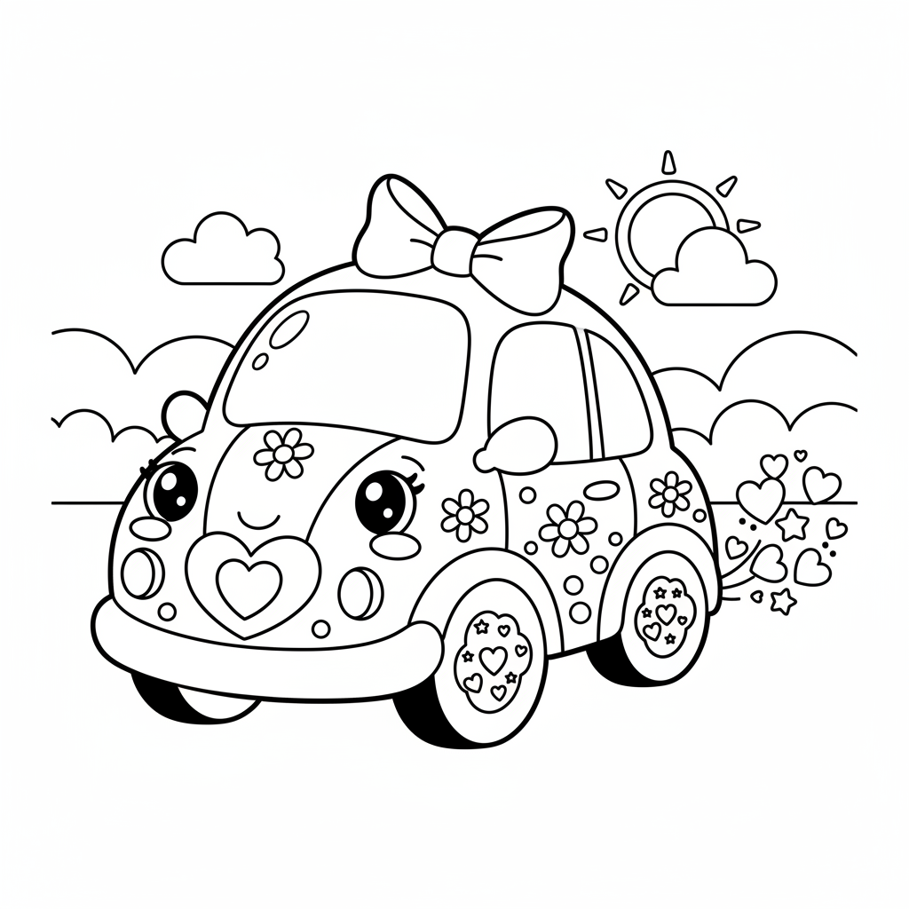 Car coloring page for girls - Standard style