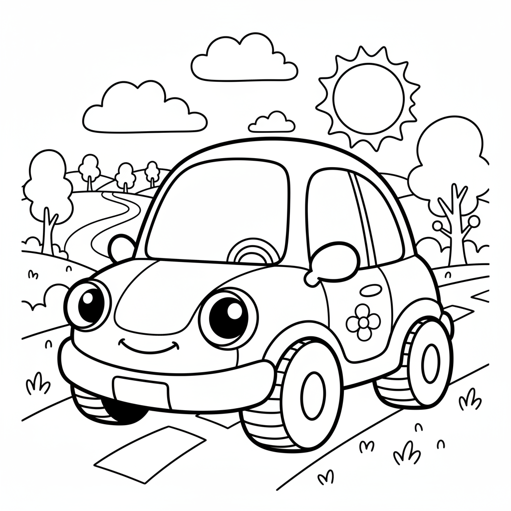 Car coloring page for intermediates - Standard style