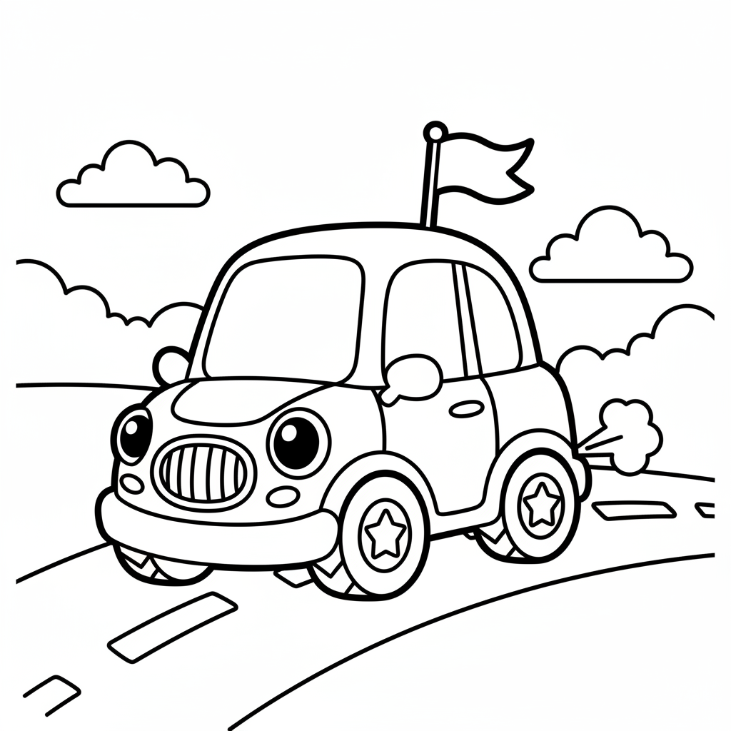 Car coloring page for kids - Standard style