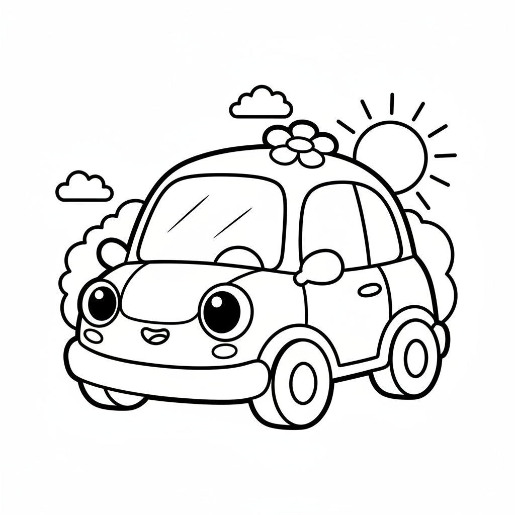 Car coloring page for kindergarteners - Standard style