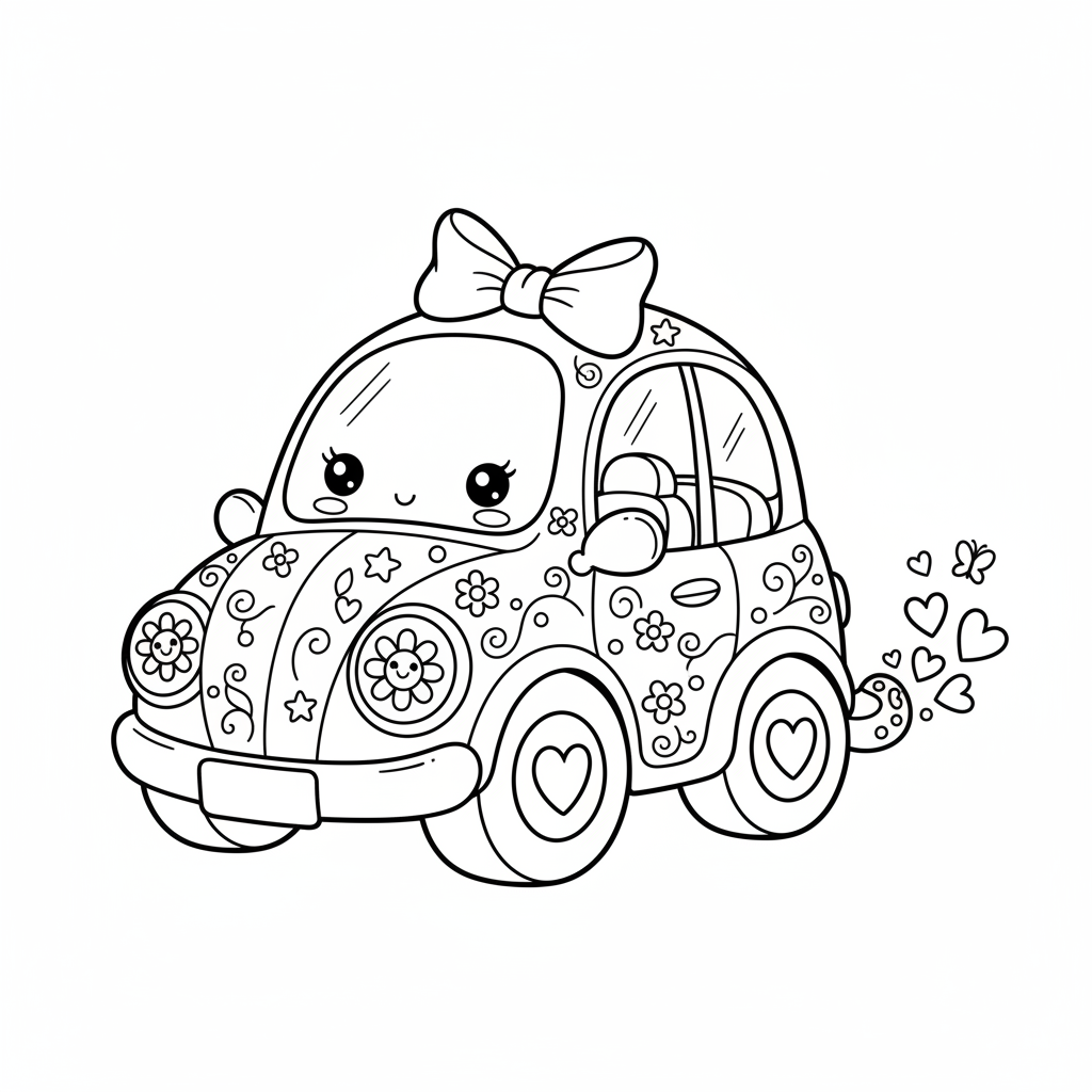 Car coloring page for women - Standard style