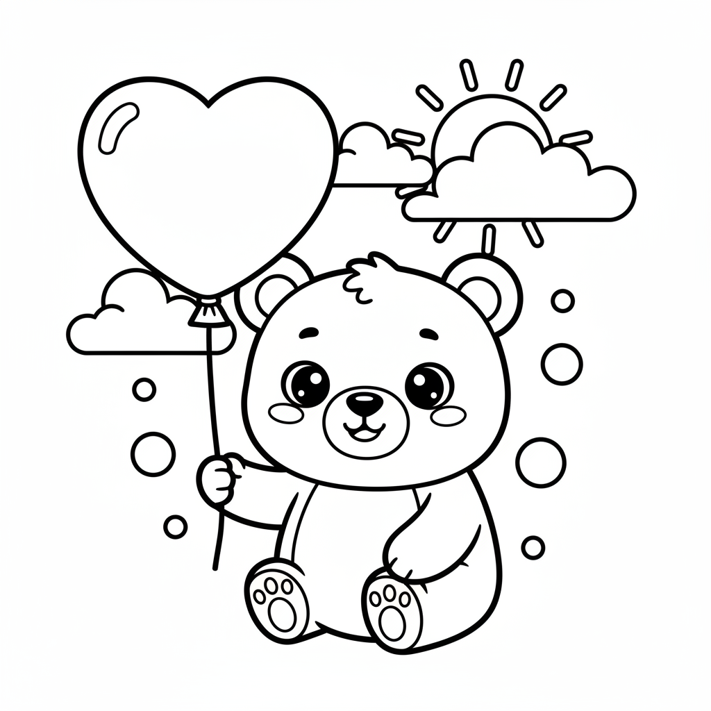 Bear coloring page for everyone - Cartoon style