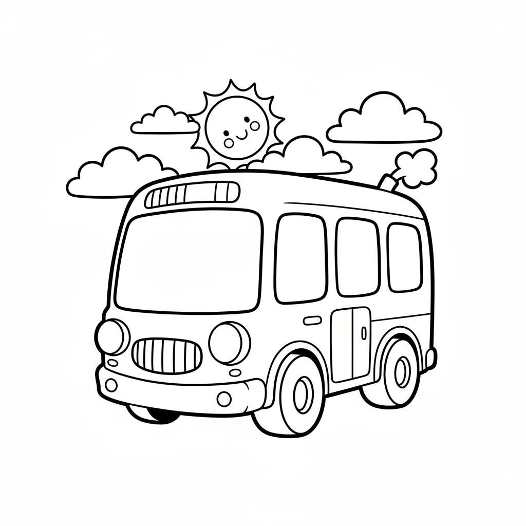 Bus coloring page for everyone - Cartoon style