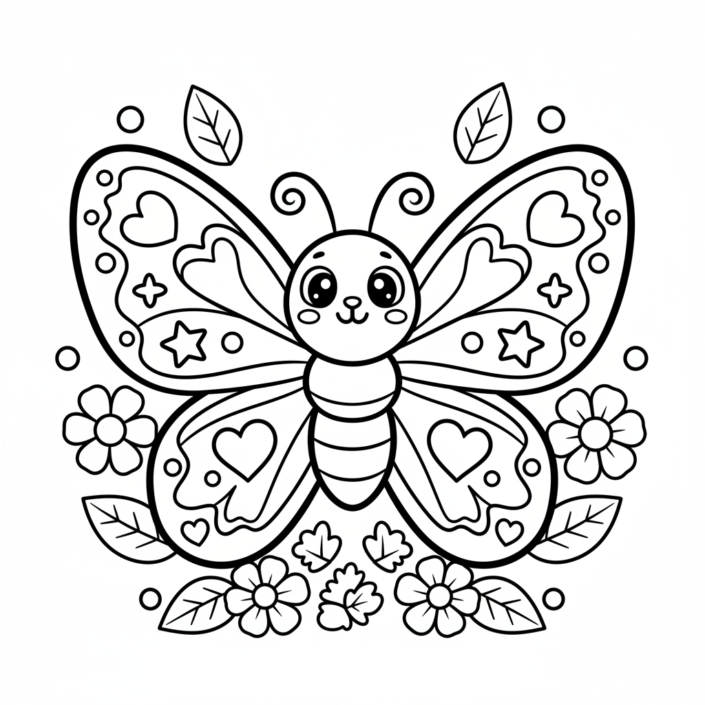Butterfly coloring page for everyone - Cartoon style