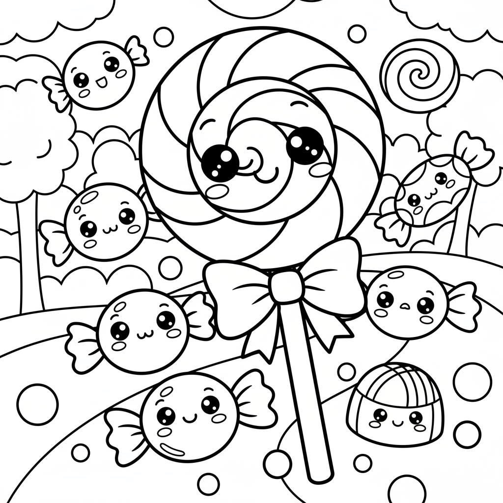 Candy coloring page for everyone - Cartoon style