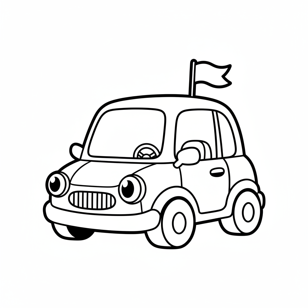 Car coloring page for everyone - Cartoon style