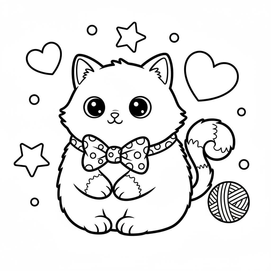 Cat coloring page for everyone - Cartoon style