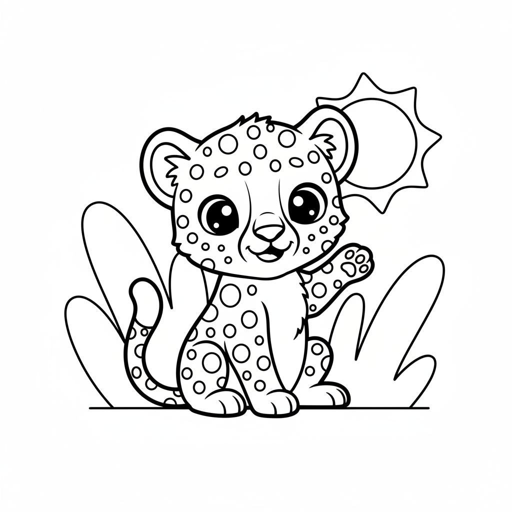 Cheetah coloring page for everyone - Cartoon style