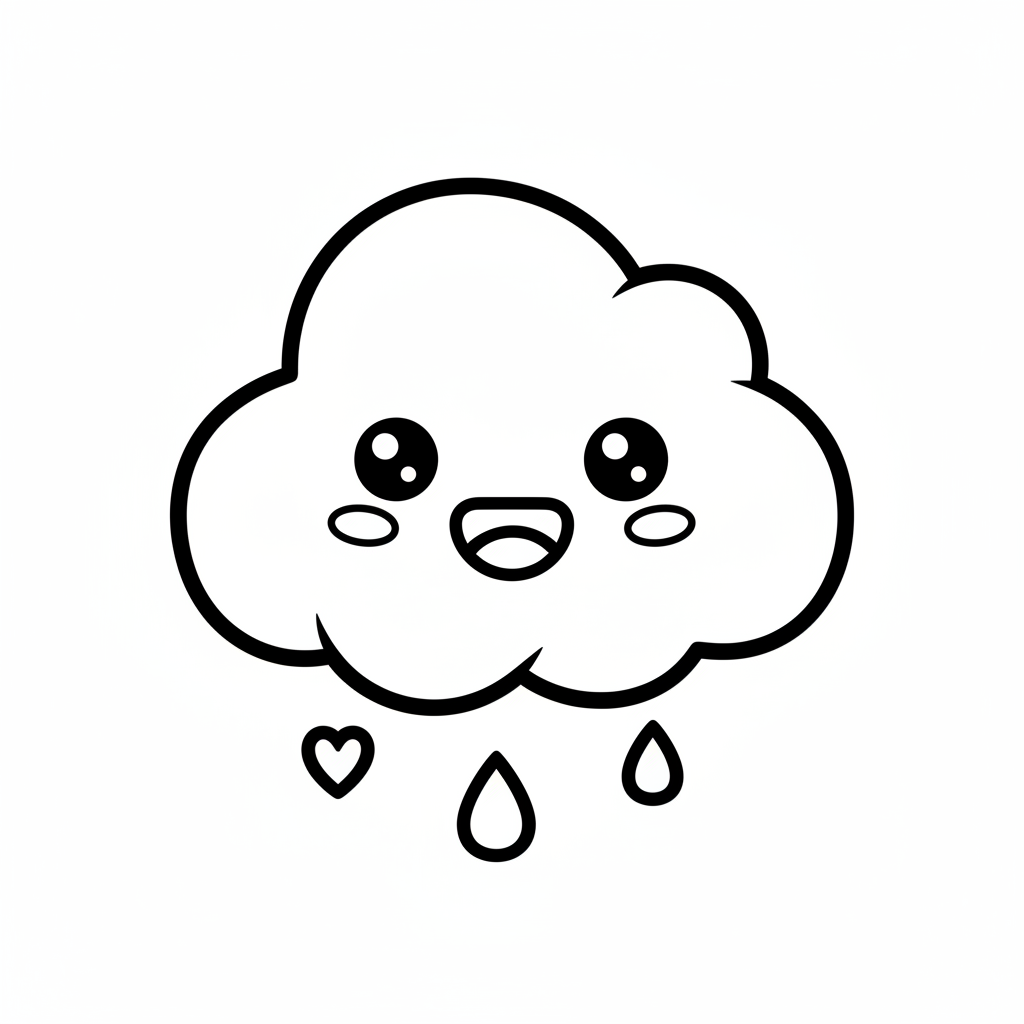 Cloud coloring page for everyone - Cartoon style