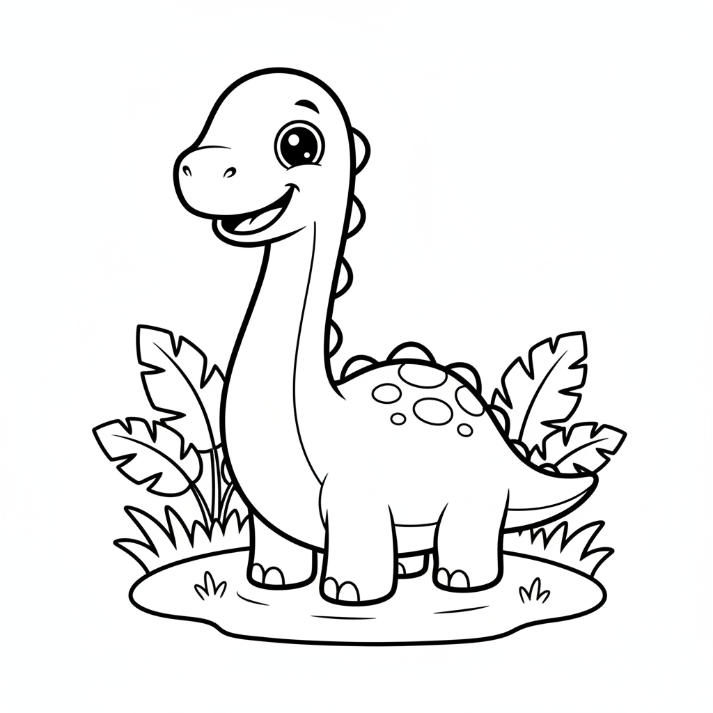 Dinosaur coloring page for everyone - Cartoon style