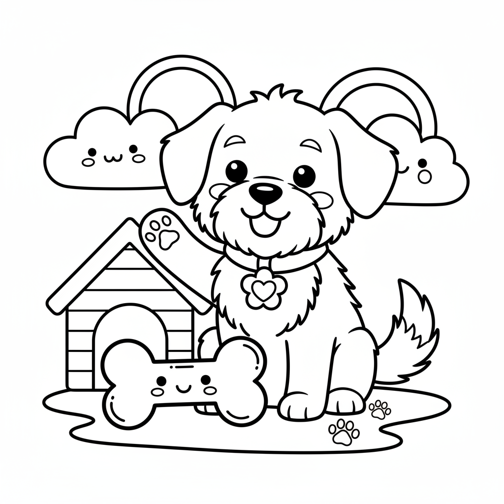 Dog coloring page for everyone - Cartoon style