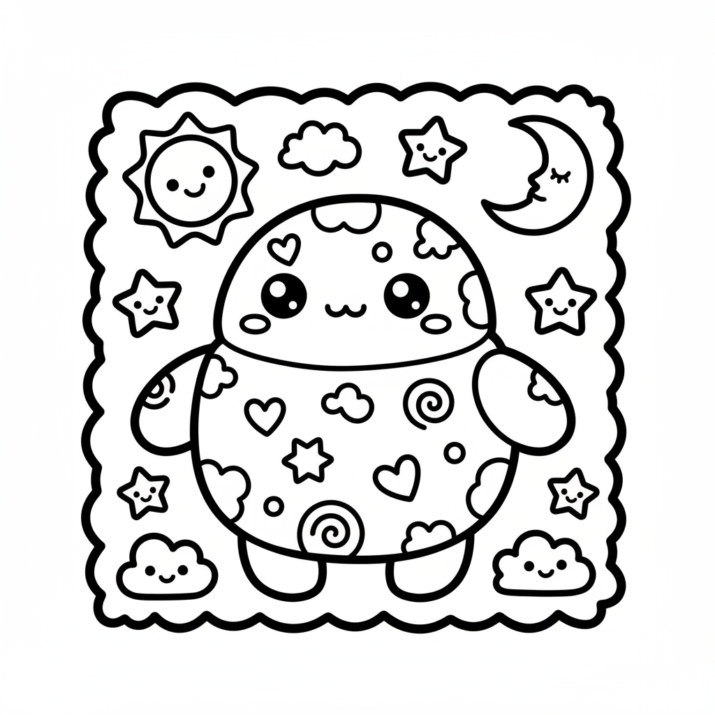 Doodle coloring page for everyone - Cartoon style