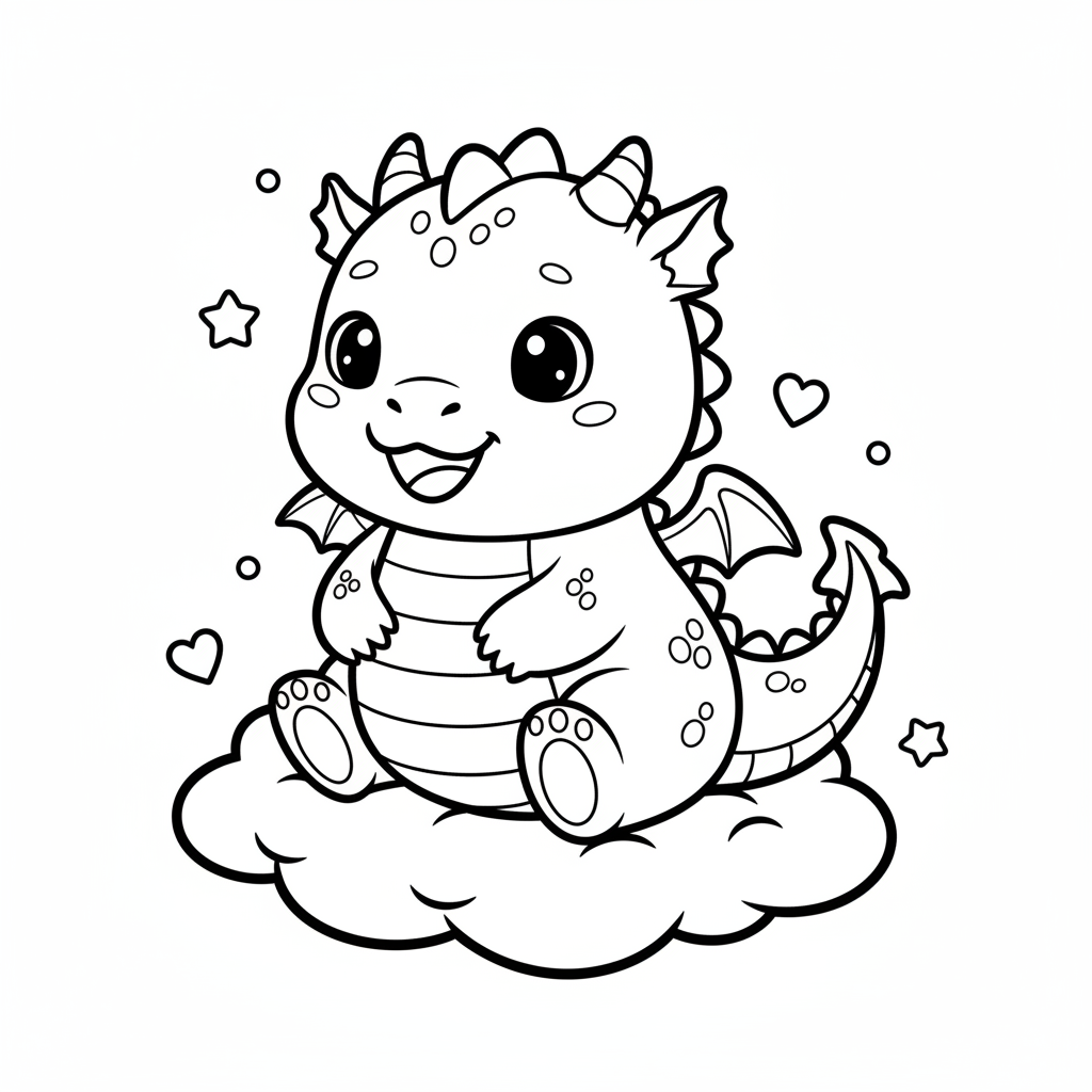 Dragon coloring page for everyone - Cartoon style