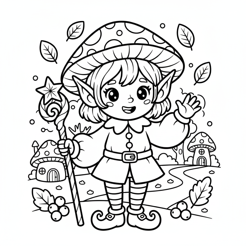 Elf coloring page for everyone - Cartoon style