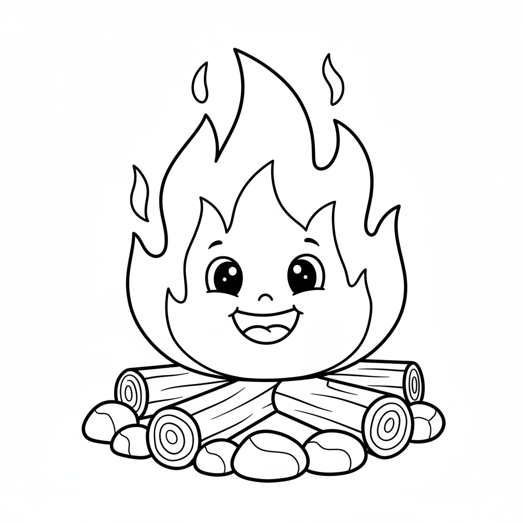 Fire coloring page for everyone - Cartoon style