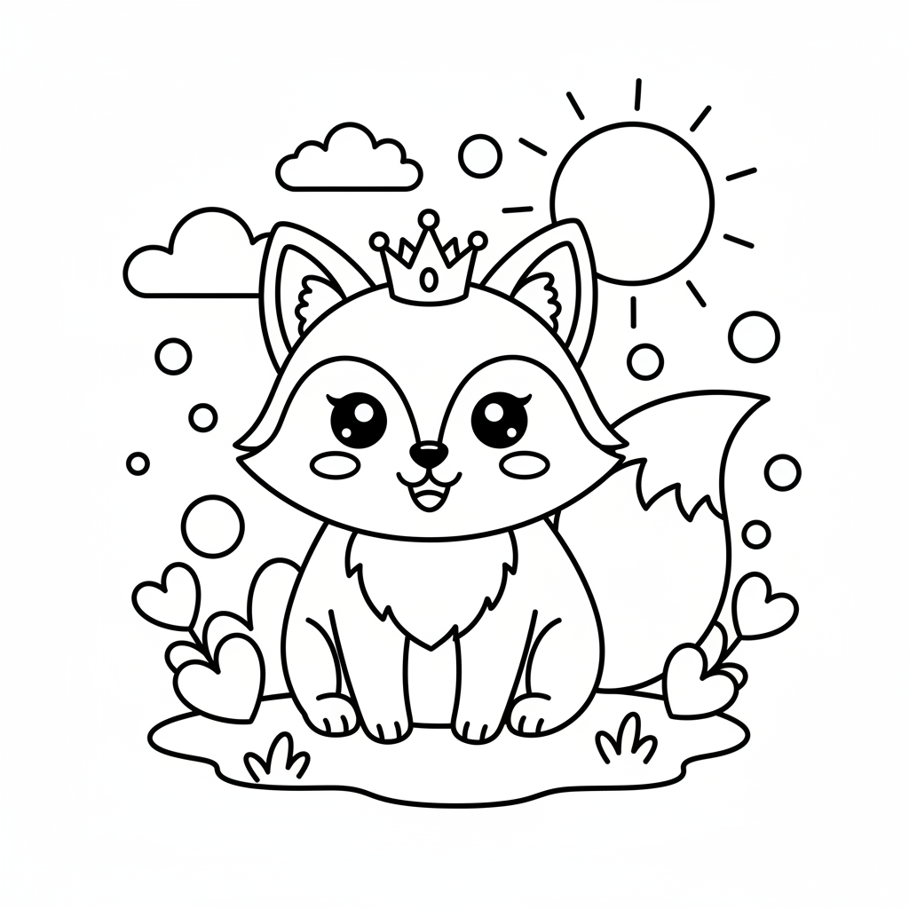 Fox coloring page for everyone - Cartoon style