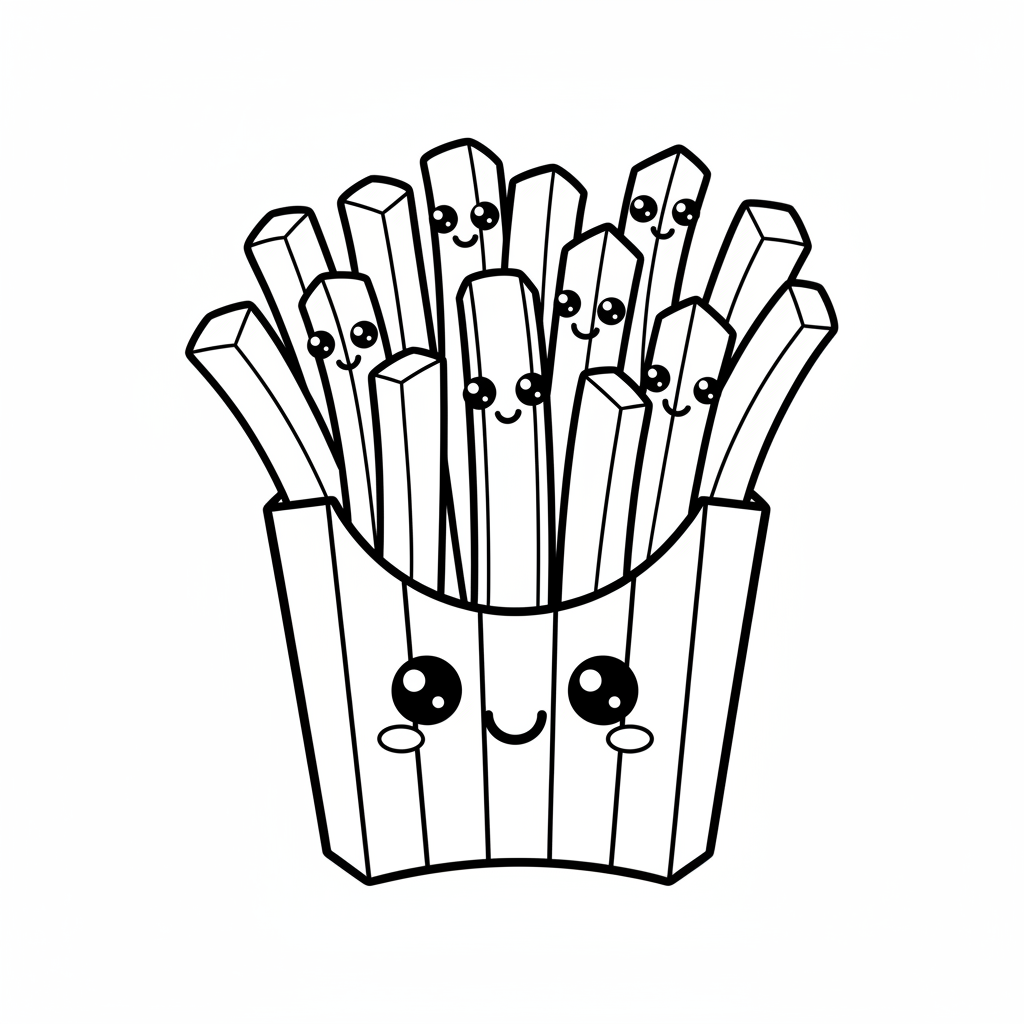 Fries coloring page for everyone - Cartoon style
