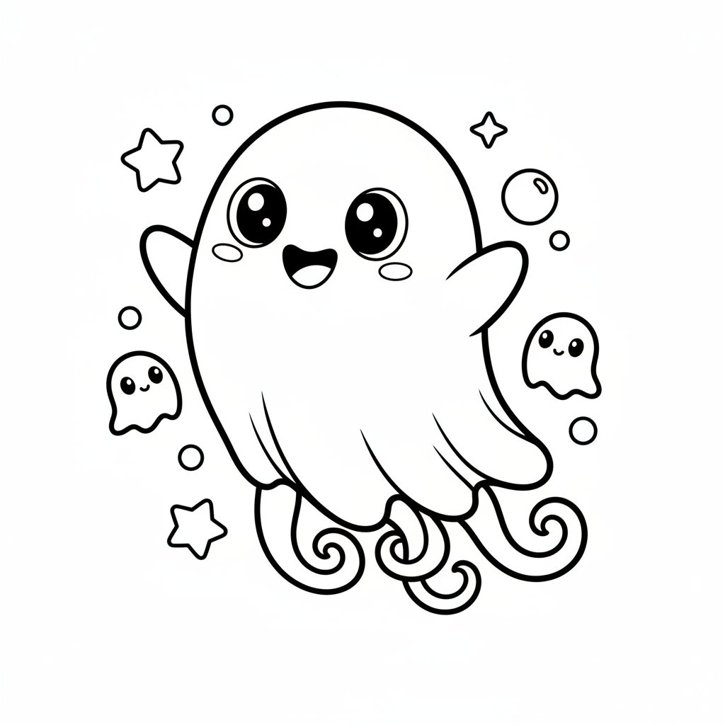 Ghost coloring page for everyone - Cartoon style