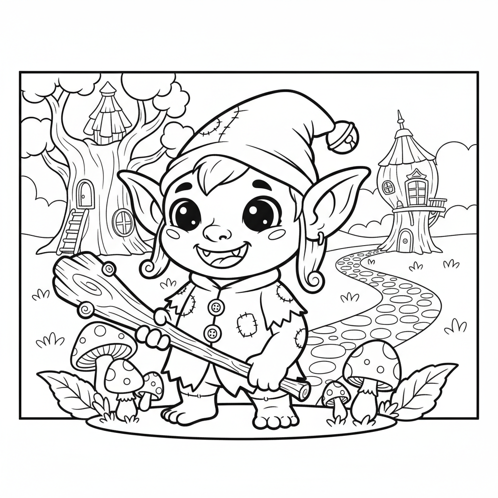 Goblin coloring page for everyone - Cartoon style