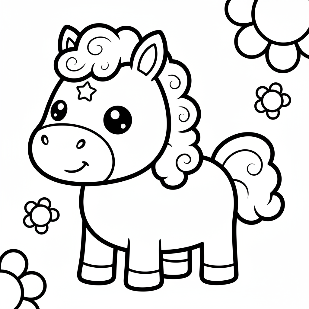 Horse coloring page for everyone - Cartoon style