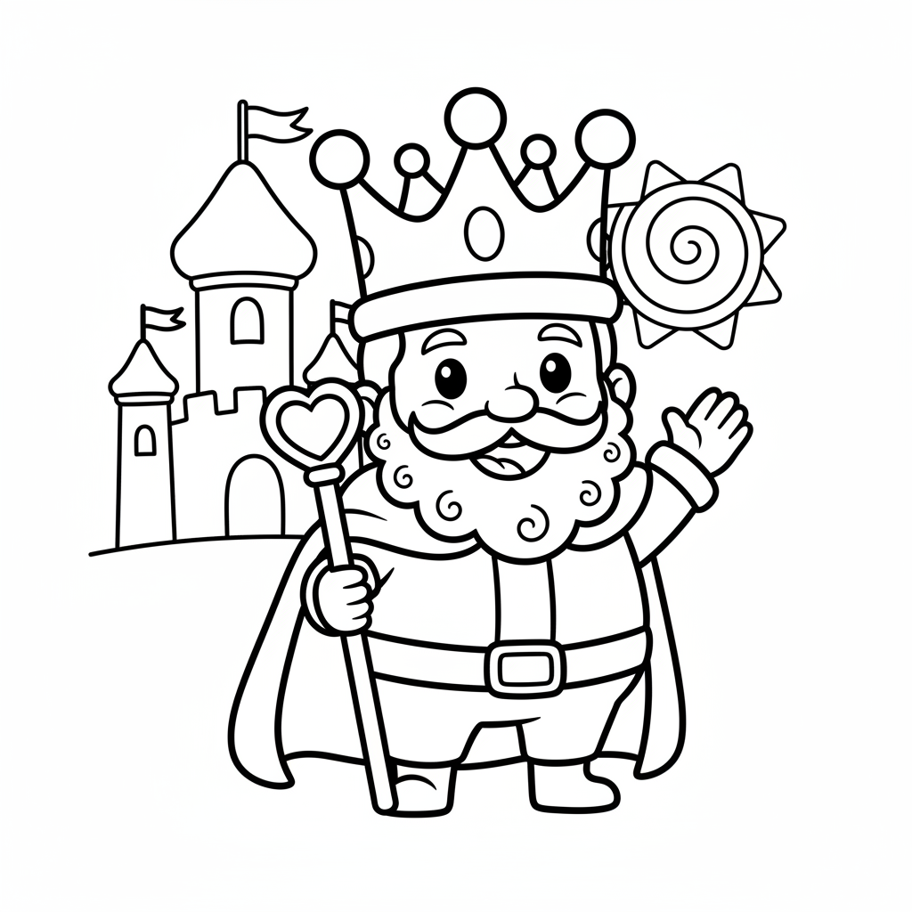King coloring page for everyone - Cartoon style