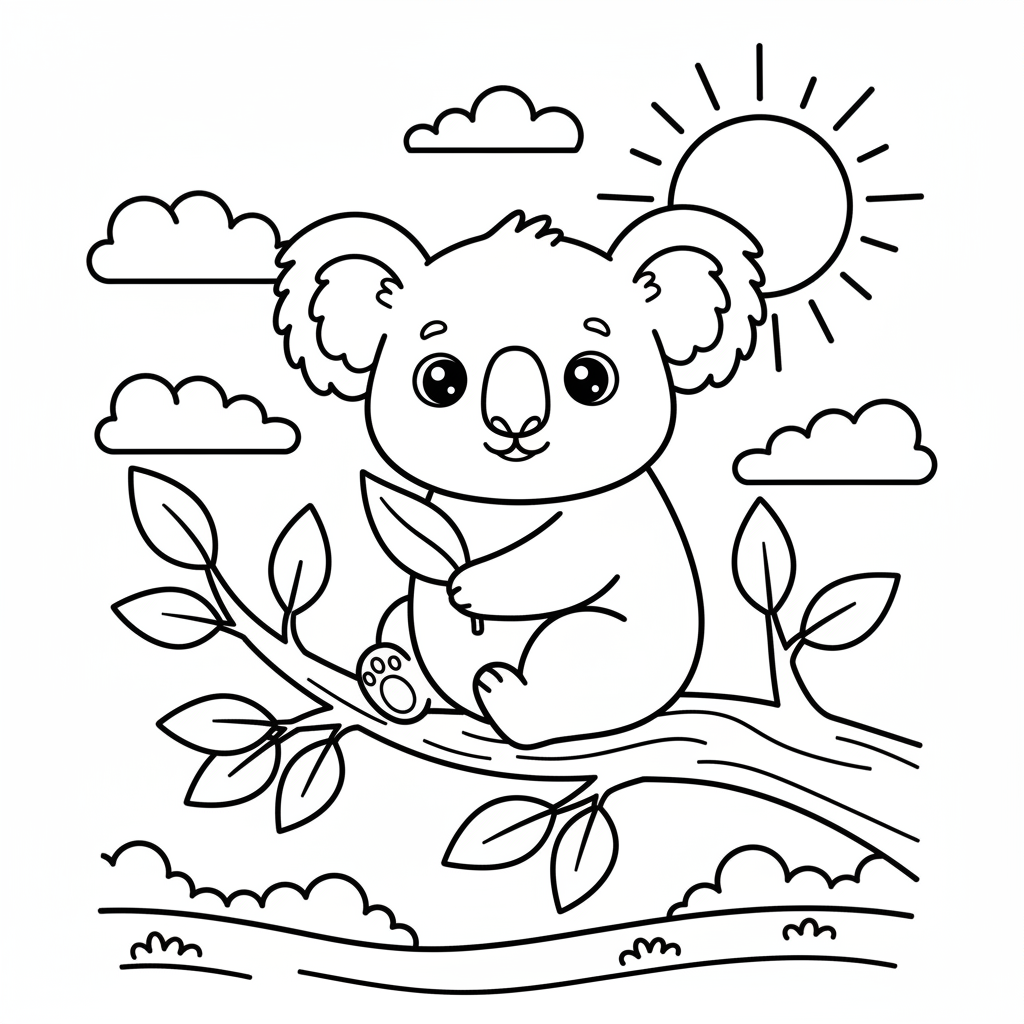 Koala coloring page for everyone - Cartoon style