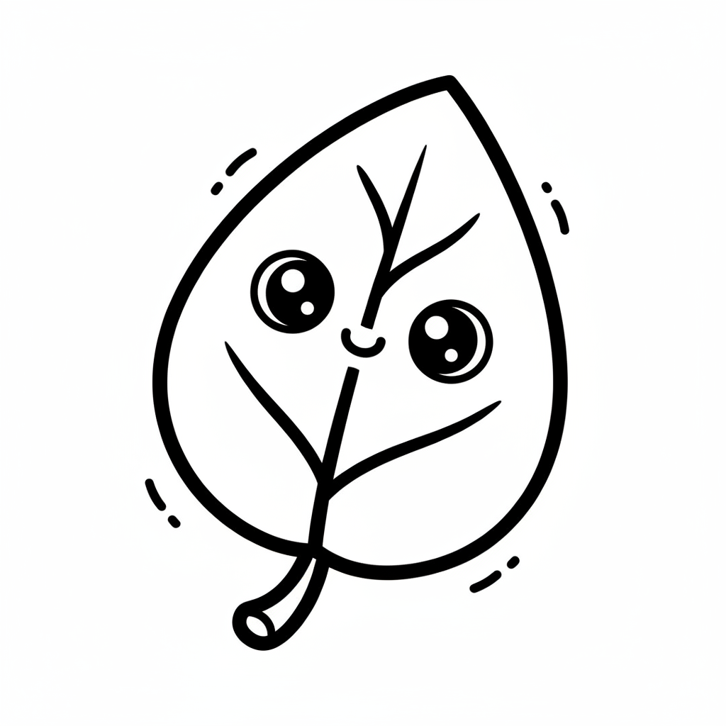 Leaf coloring page for everyone - Cartoon style