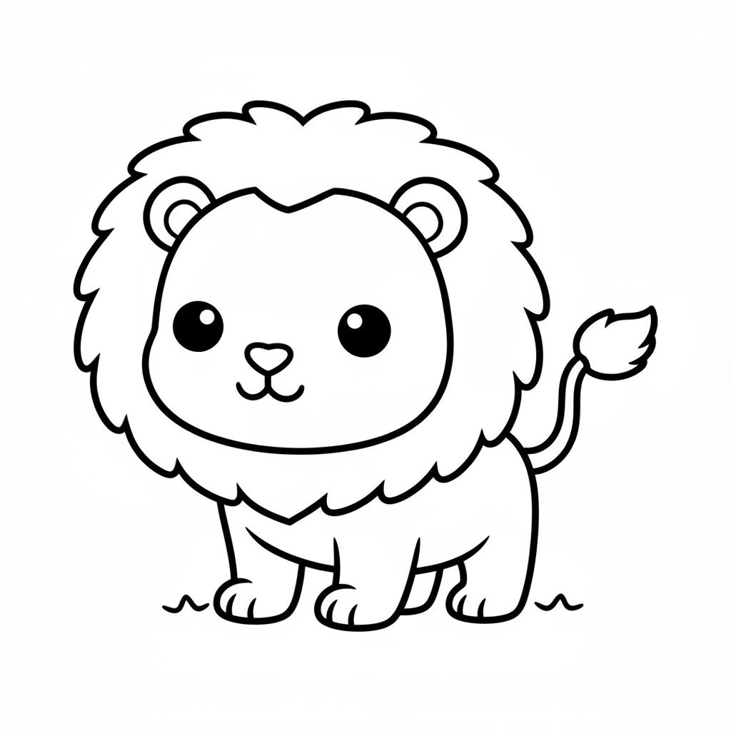 Lion coloring page for everyone - Cartoon style