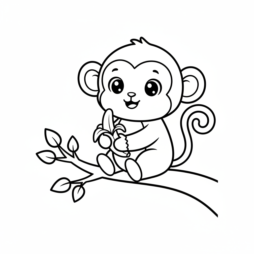 Monkey coloring page for everyone - Cartoon style