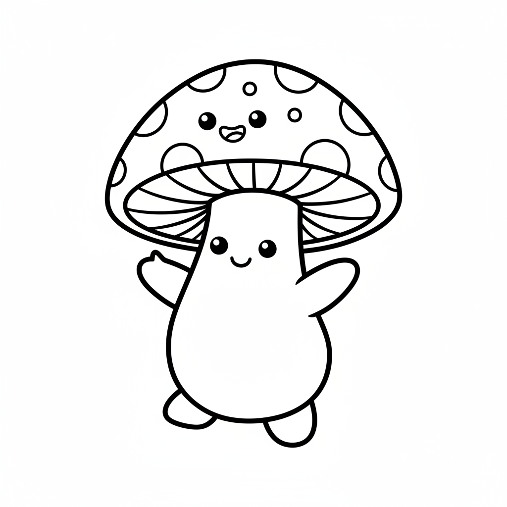 Mushroom coloring page for everyone - Cartoon style