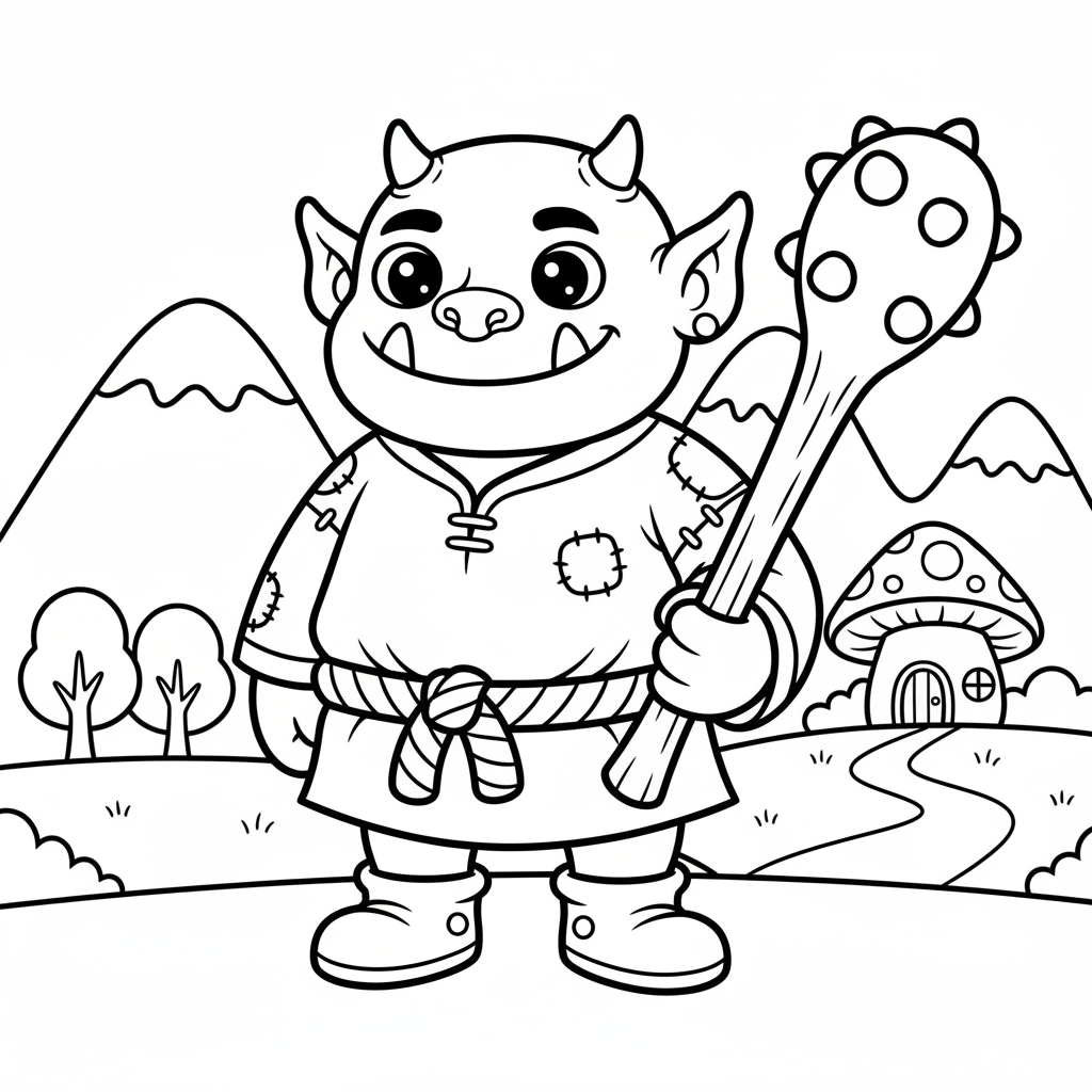 Ogre coloring page for everyone - Cartoon style