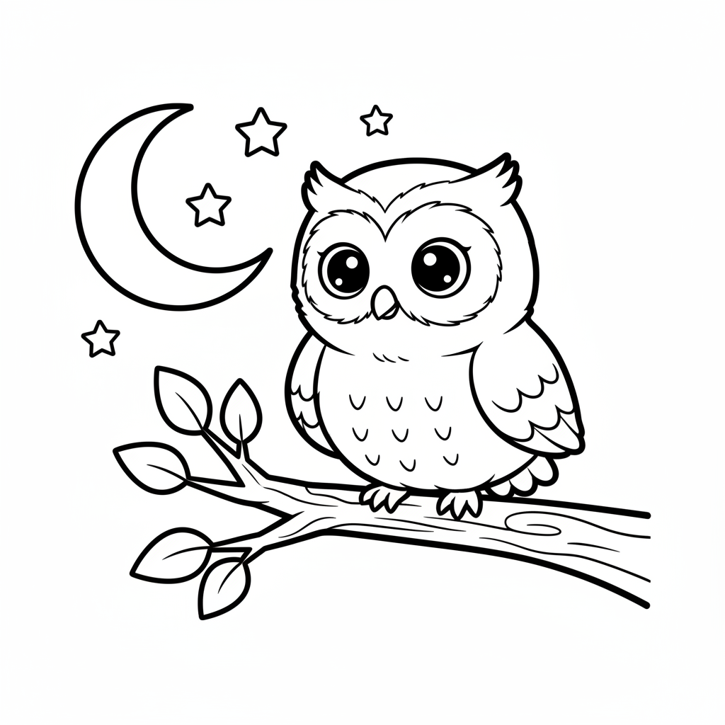 Owl coloring page for everyone - Cartoon style