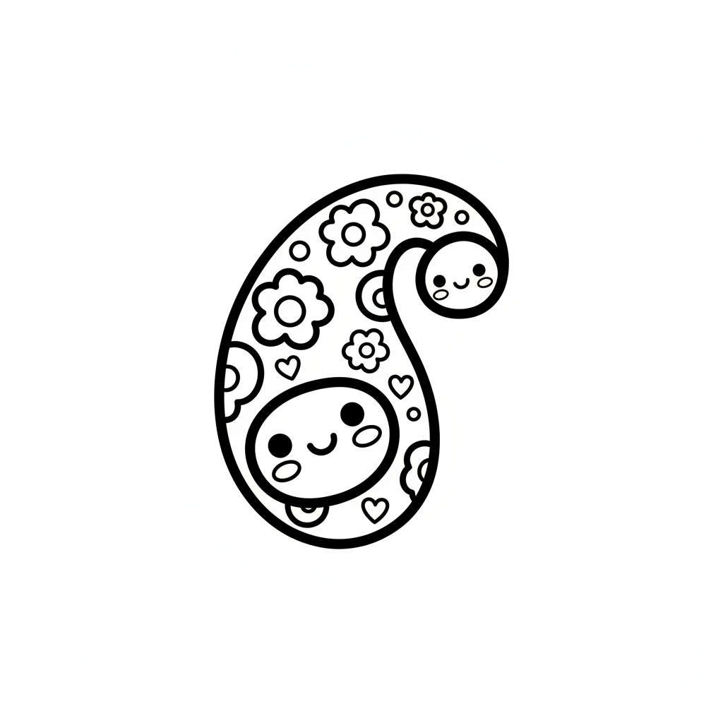 Paisley coloring page for everyone - Cartoon style