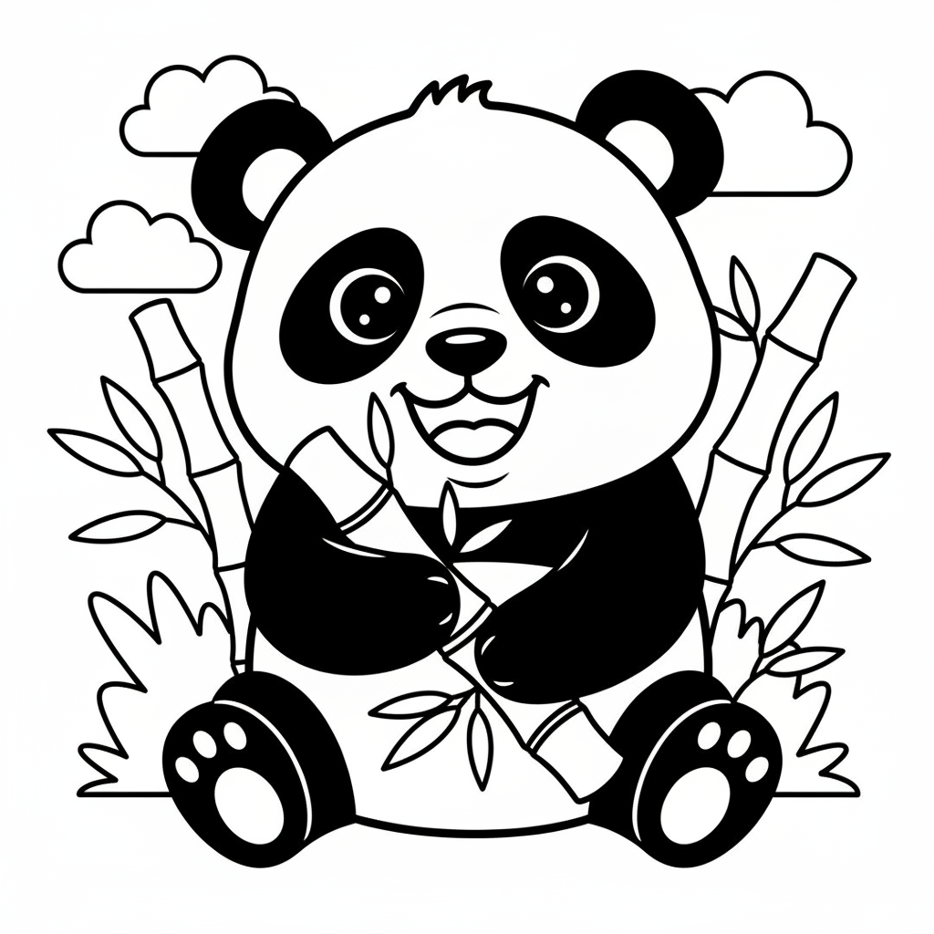 Panda coloring page for everyone - Cartoon style
