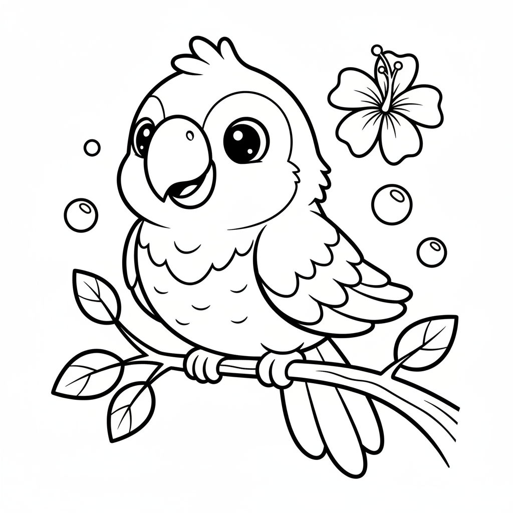 Parrot coloring page for everyone - Cartoon style