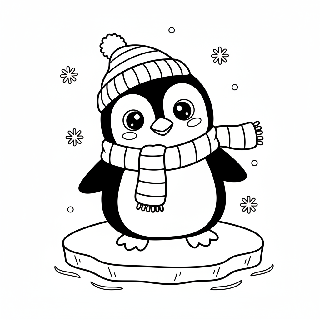 Penguin coloring page for everyone - Cartoon style