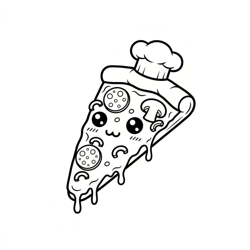 Pizza coloring page for everyone - Cartoon style