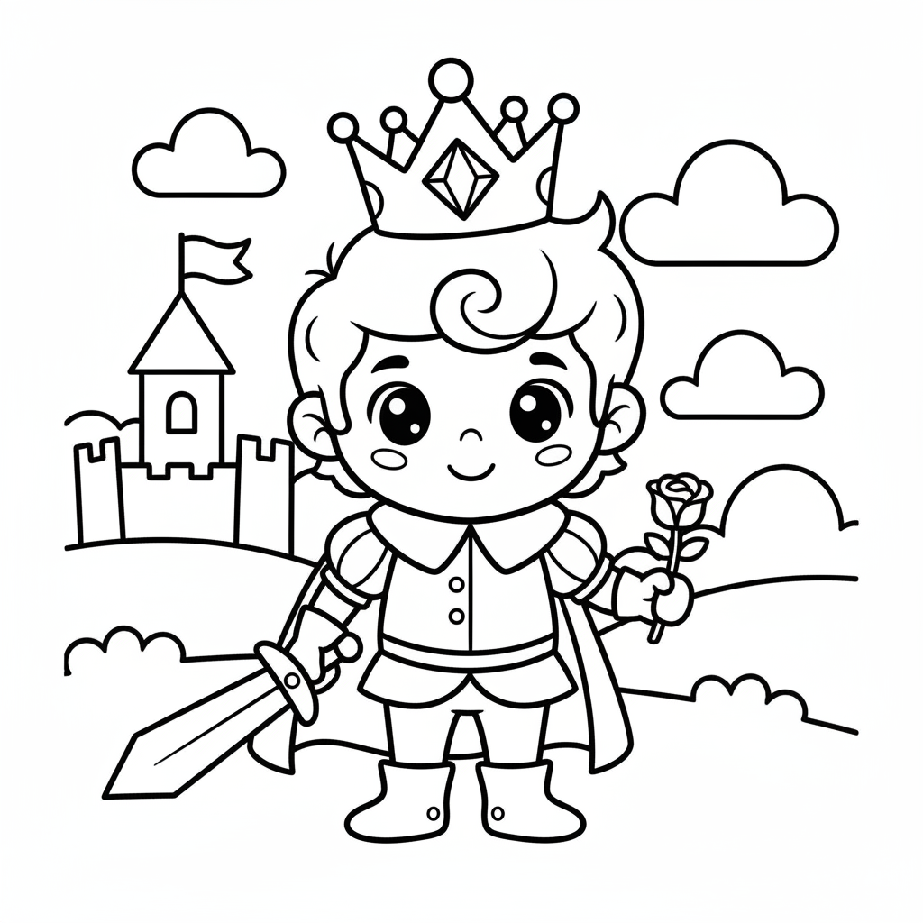 Prince coloring page for everyone - Cartoon style