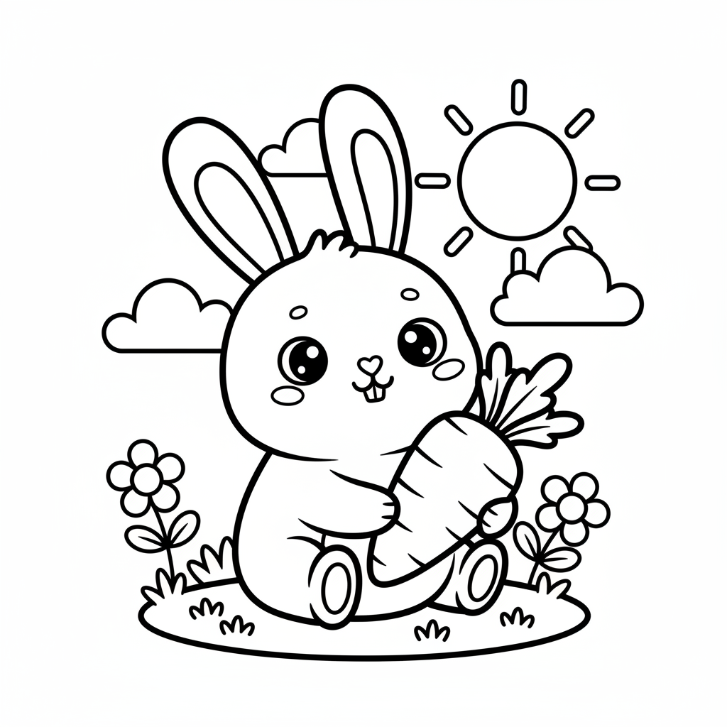 Rabbit coloring page for everyone - Cartoon style