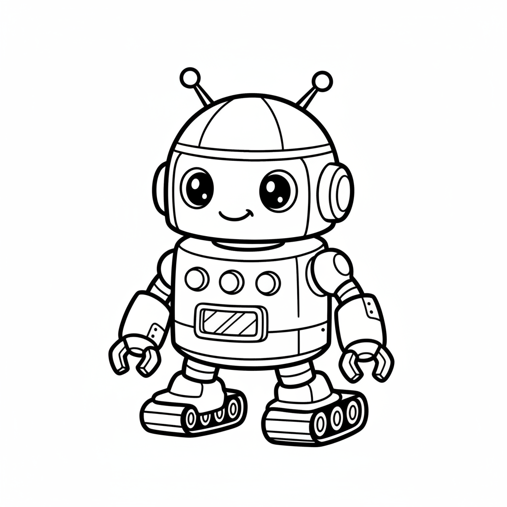 Robot coloring page for everyone - Cartoon style
