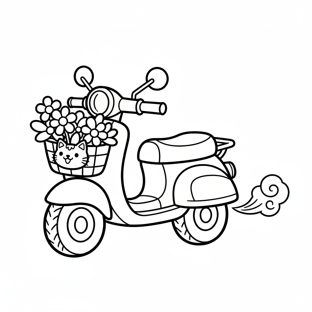 Scooter coloring page for everyone - Cartoon style