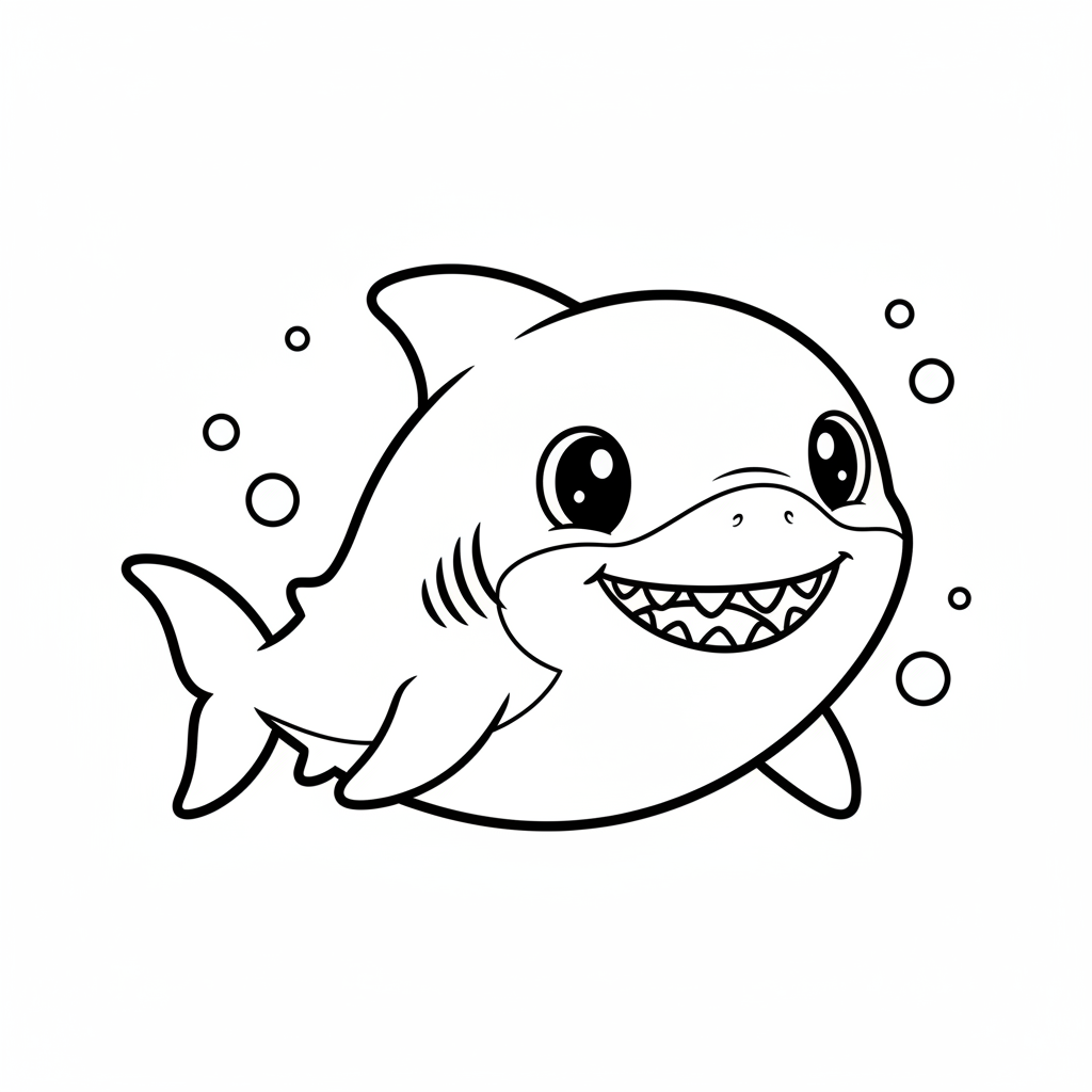 Shark coloring page for everyone - Cartoon style
