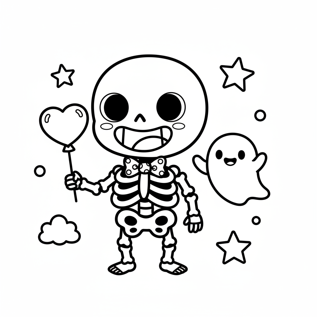 Skeleton coloring page for everyone - Cartoon style