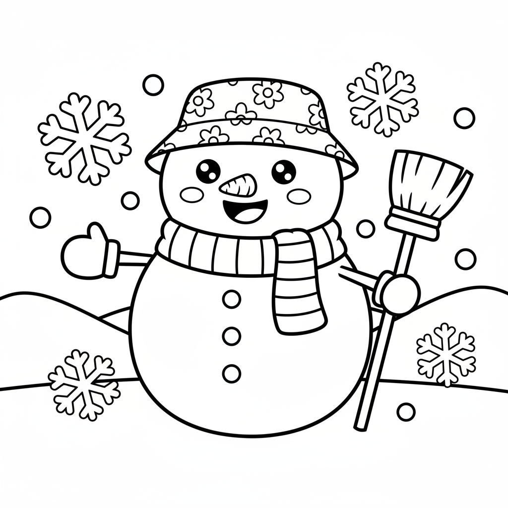 Snow coloring page for everyone - Cartoon style