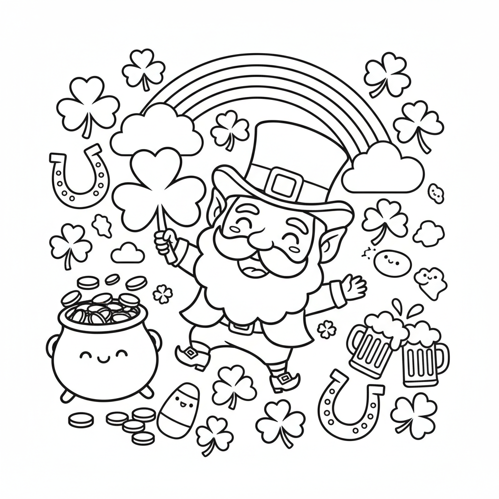St. Patrick's Day coloring page for everyone - Cartoon style