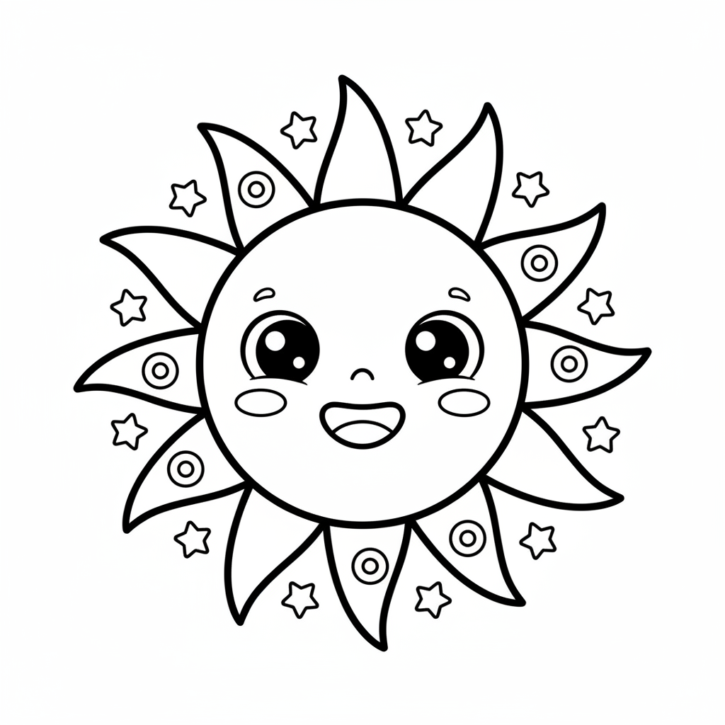 Sun coloring page for everyone - Cartoon style
