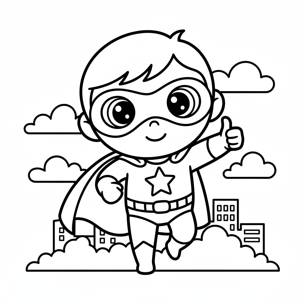 Superhero coloring page for everyone - Cartoon style