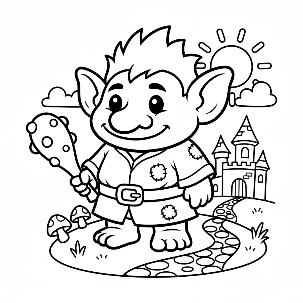 Troll coloring page for everyone - Cartoon style