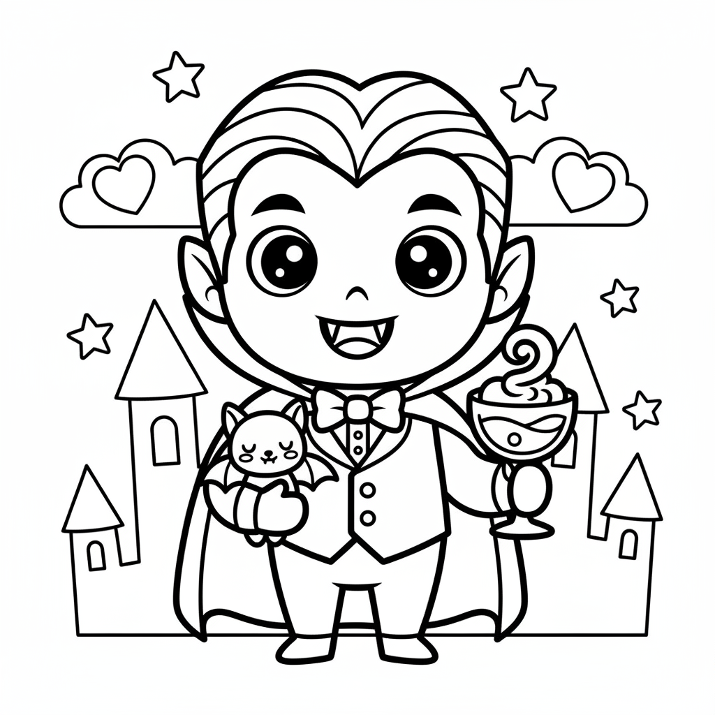 Vampire coloring page for everyone - Cartoon style