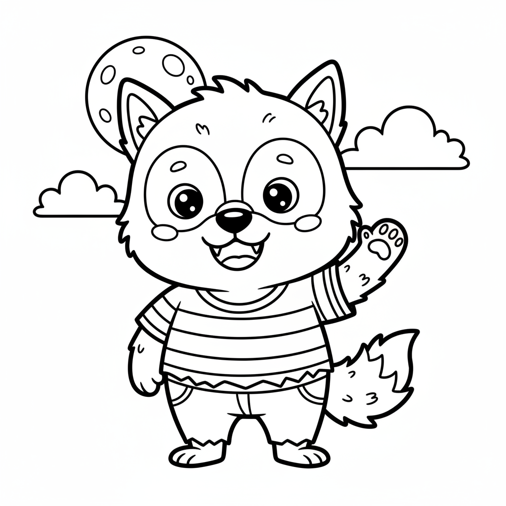 Werewolf coloring page for everyone - Cartoon style